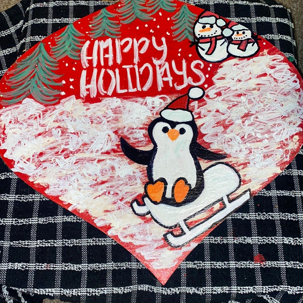 Hand Painted Holiday Sign Fun Decor